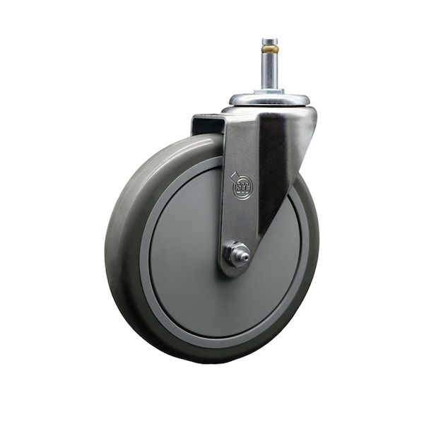 6'' Gray Polyurethane Wheel Swivel 7/16'' Grip Ring Stem Caster
